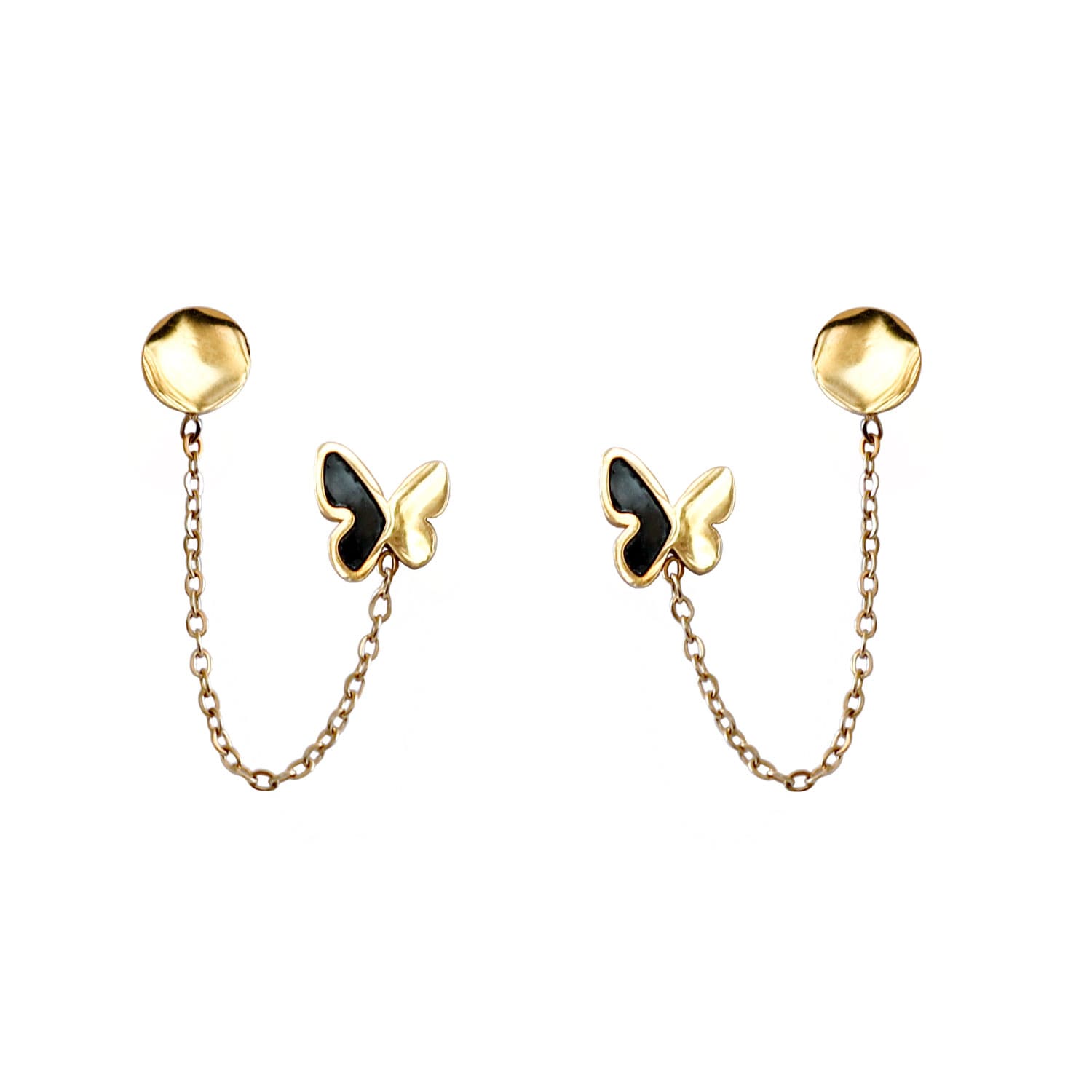 Aretes de Acero con Perforación Doble - Mariposas