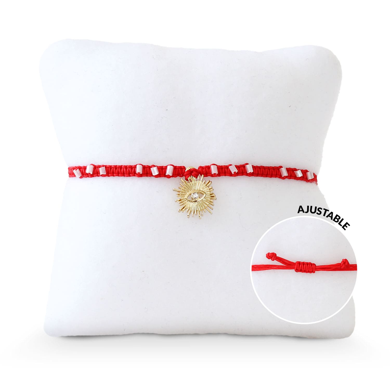 Pulsera Roja Protección - Dije Sol con Ojo