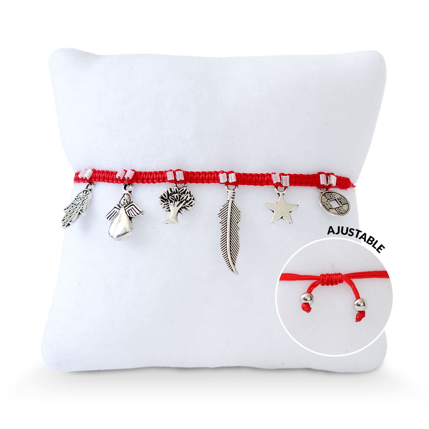 Pulsera Roja de Seis Amuletos
